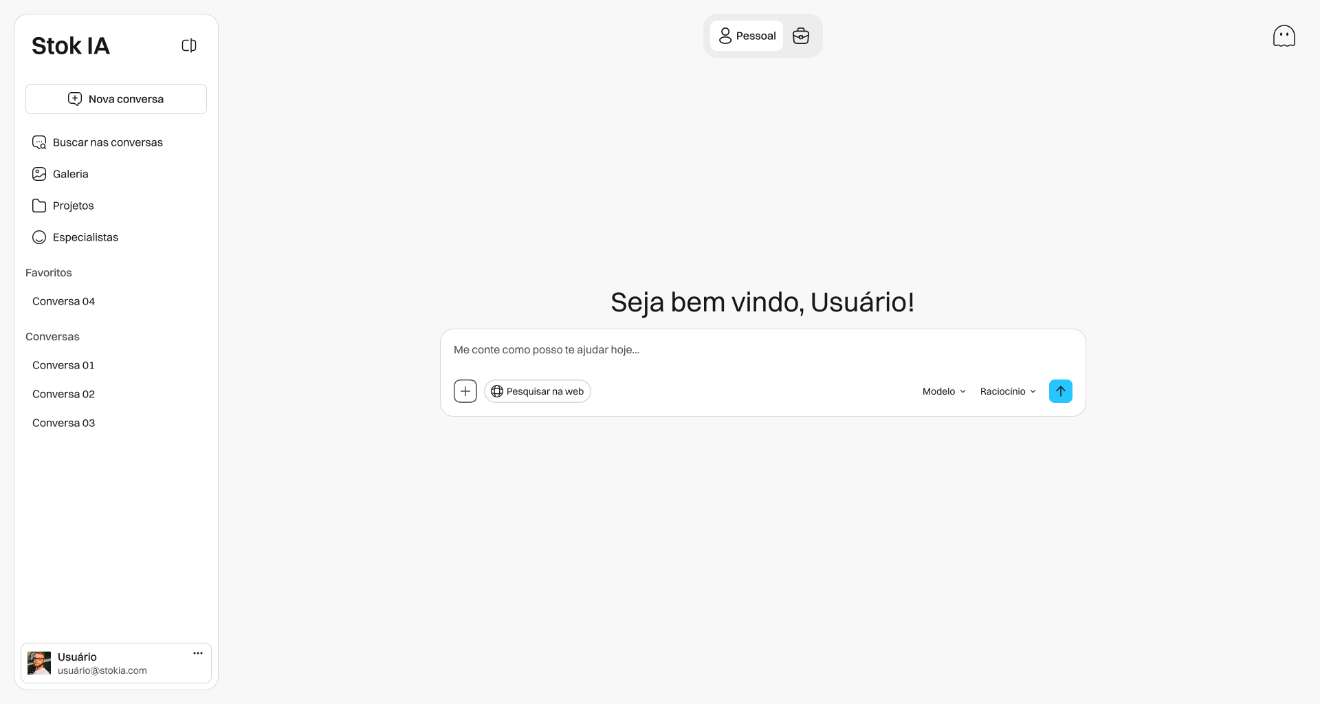 Ambiente Pessoal Stok AI